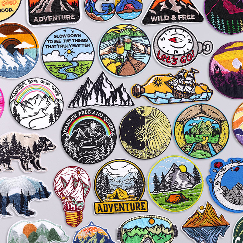 Outdoor Mountain Embroidery Pa - Outdoor Adventure Outfit ulasan dan harga